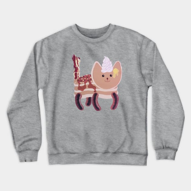 Fluffy Pancake Breakfast Cat Only Crewneck Sweatshirt by Art by Bronwyn